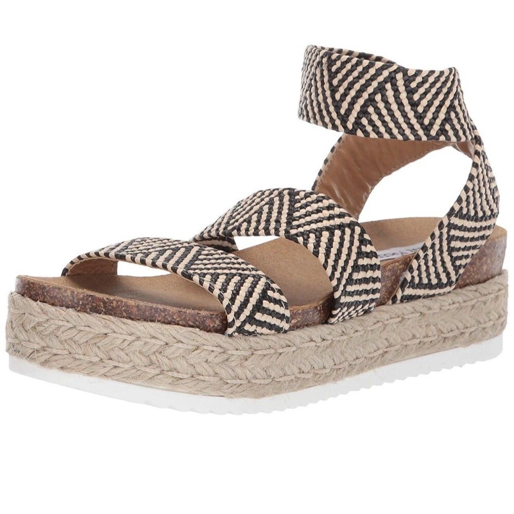 Steve Madden Kimmie Black/Beige Platform Sandals Women's Size 9